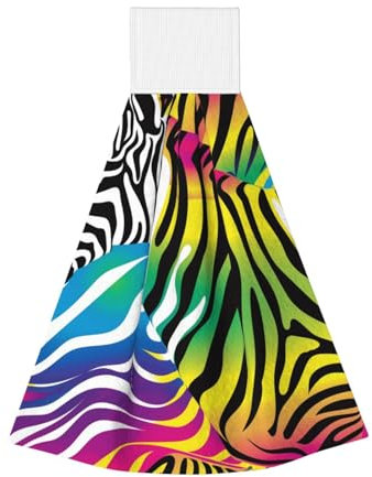 Mexpekil Hängende Handtücher, sehr saugfähig, buntes Zebra-Muster, Badezimmer-Handtuch, ultraweiche Geschirrtücher für die Küche