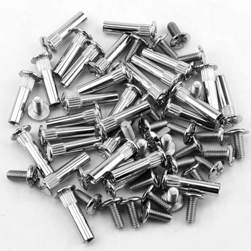 30 Piezas de Conexión M6 32-42 mm (15 Tornillos para Muebles, 15 de Casquillo), Conector de Armarios para Ensamblaje de Mobiliario