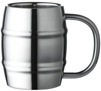 ABOOFAN Jarra Cerveza Acero Inoxidable Doble Capa Beer Mug con Mango Taza De Agua De Acero Inoxidable 5.00 X 3.07 X 3.07 in para Hogar Oficina Camping Y Uso Diario