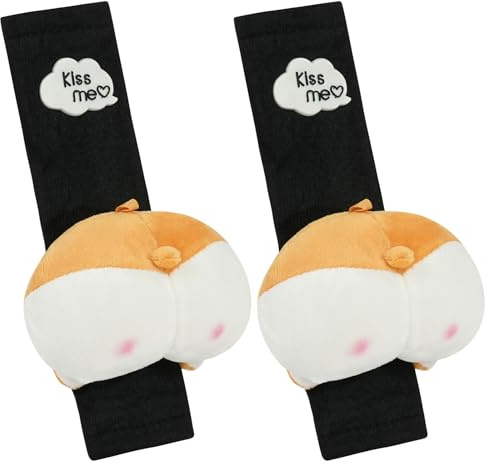 URAQT Car Seat Belt Pads, 2PCS Universal Car Seatbelt Adjuster for Kids, Multifunctional Seat Belt Protectors, Seat Belt Covers with Cartoon Pattern Fit Baby Toddler Kid Adult (Corgi)