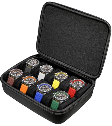Kai Tian Uhrengehäuse aus EVA mit mehreren Schlitzen für Herren, elegante Uhrenbox mit mechanischem Zahlenschloss und Airtag-Halter für Privatsphäre 8 Fächern