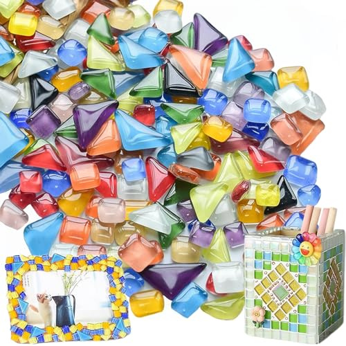 Exquilnova 900 g Pietre per Mosaico per Fai da Te, Set di Mosaico Poligonale, Mini Pietre per Mosaico in Vetro, Tesselazioni di Cristallo Colorate per Creatività DIY, Vasi da Fiori, Cornici (Colori