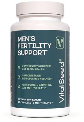 Vital Seed Fertility Support for Men - Sperm Health Prenatal with CoQ10, Zinc, Folate, L-Carnitine & More - 90 Capsules, 30 Days