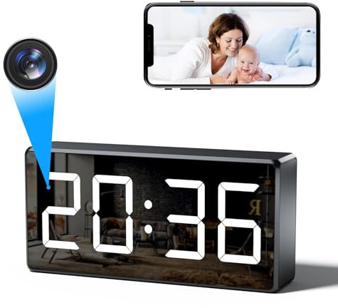 4K HD Camera Espion Sans Fil WiFi Avec 170 Grand Angle Caméra de Surveillance Wifi Interieur Alarme Maison Sans Fil Avec Camera Infrarouge Streaming Wifi a Distance Discrete Detecteur de Mouvement