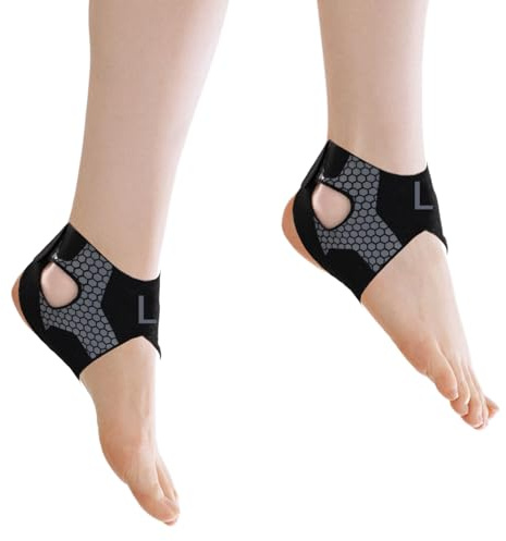 Rieoany Chevillère Réglable (2 Pièces), Support de Cheville Pour Le Sport, La Protection et La Récupération, Respirante, Légère, Utilisable Sur Les Deux Pieds (L)