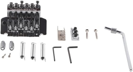 Alomejor Système de Pont Trémolo, Double Dispositif à Bascule en Métal, Stabilisateur à Ressort de Guitare pour Joueurs de Guitare électrique (SILVER)