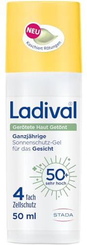 Ladival® Gerötete Haut Getönt Sonnenschutz-Gel LSF 50+ Gesicht, bei Neigung zu Rosacea & Couperose, tönende Creme gegen Rötungen, beruhigende Pflege, lindert Irritationen und Brennen, 50ml