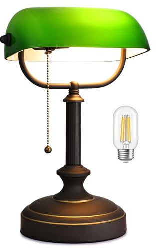 LOFOB One Min Quickly Replacement Glass Shade Banker Desk Lamp