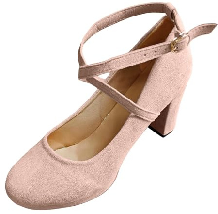 2026 Flock Mary Jane Escarpins à talon carré pour femme, chaussures élégantes, sangle de cheville et talon, pour mariage, soirée, dîner, rendez-vous, plusieurs couleurs, confortables au quotidien