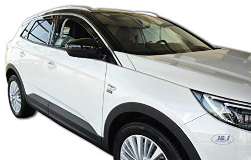 J&J AUTOMOTIVE | Windabweiser Passend Für Grandland X ab 2017, Heko Regenabweiser, Getönt, Set 4-Teilig, Vorne, Hinten, Aerodynamisch