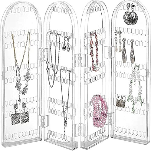 Spldsun - Soporte para joyas, almacenamiento plegable, joyas, expositor, pendientes de almacenamiento, collar, expositor, collar transparente, ideal para regalo para mujer