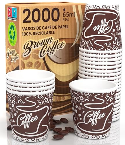 2000 Gobelet Café en Carton, Écologique et Jetables, Résistant à la Chaleur, Carton de Qualité, Boissons Chaudes, Espresso Gobelets