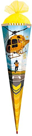 ROTH School Cone Large Helicopter 85 cm - Hexagonal, Red Tip, Tulle Closure - Sweets Cone