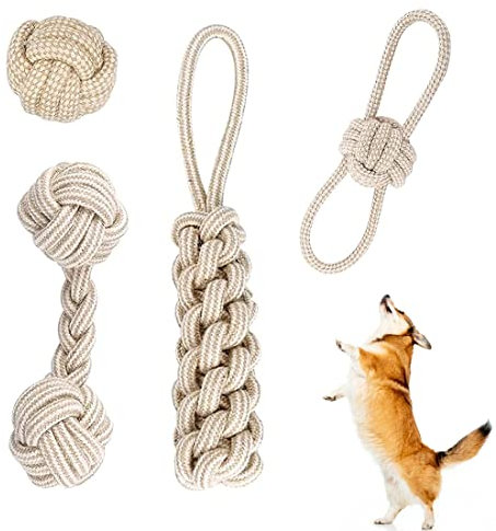 LIMEOW 4 Stück 6cm, 17cm, 18cm, 27cm Hundespielzeug, Zerrspielzeug Hund, Welpenspielzeug, Spielzeug Hund, Hundespielzeug Unzerstörbar Interaktives, Robustes für Mittlere und Große Hunde