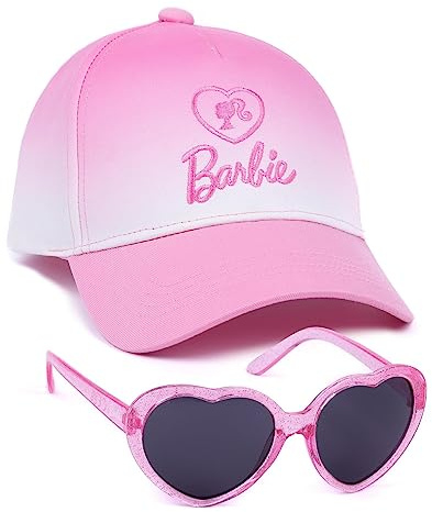 Barbie Gorra Girls y Gafas de Sol Gratis | Logotipo de la muñeca para niños Rosa Ombre Ajustable Snapback Sombrero de béisbol Accesorios de Vacaciones de Verano | Regalos de mercancía muñecas de Moda