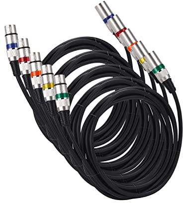 PERMUST 5 Pack Cable de micrófono XLR macho a hembra de 3 pines 3M,cable de conexión de cable de señal DMX Cables Dmx para luz de escenario (conector de metal)