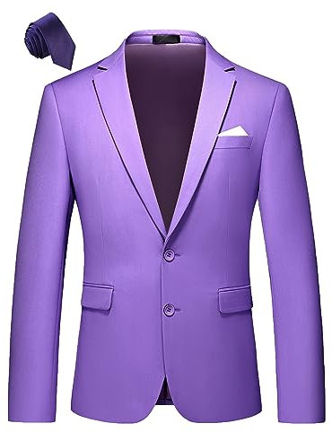Herren-Anzugjacke, schmale Passform, Sportjacke, Blazer für den Alltag, Business, Hochzeit, Party, Flieder, 42