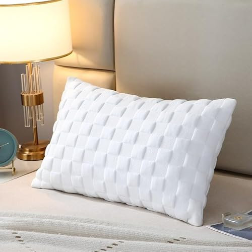 BQC Luxury Memory Foam Pillow with Quilted Cover Ultra Soft Pillow Restful Sleep Bed Pillow Suitable for Back and Side Sleepers Conforming Shape Adjustable Filling Machine Wash (Pack Of 2)