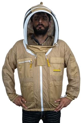 REWON - Chaqueta de apicultor ventilada para hombre y mujer, chaqueta de apicultor con sombrero y velo elegante, ropa protectora para apicultores profesionales