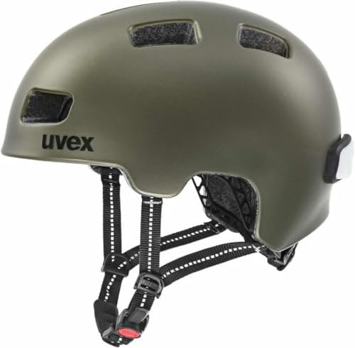 uvex city 4 - leichter City-Helm für Damen und Herren - individuelle Größenanpassung - inkl. LED-Licht - green smoke matt - 58-61 cm