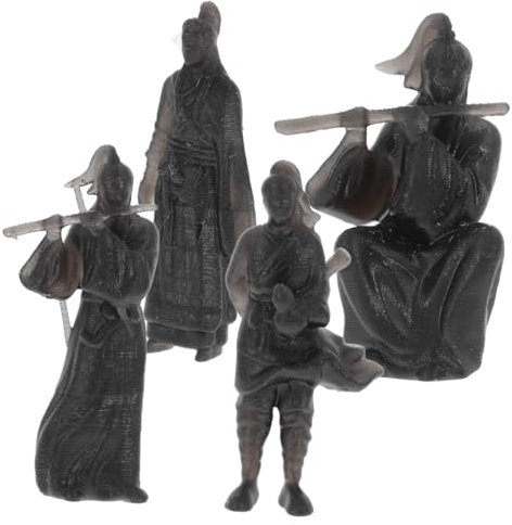 GAROZATION 4 Pièces Figurine Ancienne De Micro-décor Statue Chinoise Ancienne Sculpture Ornements De Figurines Miniatures Décorations De Bureau