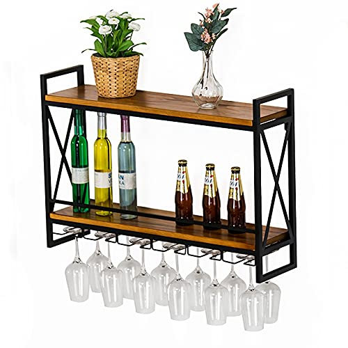BELELUCKY Deckenregal Hängende Wandmontierte Weinregale Loft Industrieller Stil Schmiedeeisen Weinregal, Wandmontierter Kreativer Weinschrank, Wandbehangregale, Weinglasregal Ornamente Home