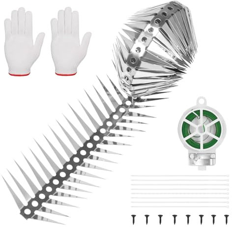 Zocipro 1M Ceinture Anti Chats pour Arbre et Gouttière Piege a Fouine, en Acier Inoxydable, avec Accessoires, Protection Contre Les Martres, Ratons Laveurs et Chats pour Toit, Gouttière et la Maison