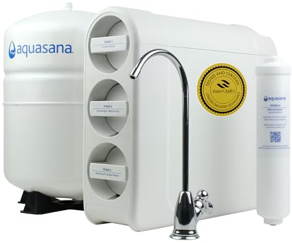 Aquasana SmartFlow® Reverse Osmosis Water Filter | RO Under Sink System | WQA Certified up to 99.99% of 90 contaminants Including Fluoride, PFAS, Arsenic, Lead, and Chlorine | Chrome Faucet