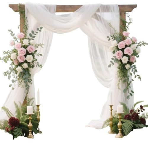 Omnikryp 2 Cortinas Cenefa de Boda Cortinas, Cortina Decorativa Arco, 76 x 600 cm, Tela para Arco de Boda, para Decoración de Bodas, Ceremonia, Recepción, Fiesta