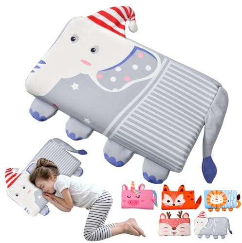 YAOZUP Almohada para Niños, Almohada Bebe, Cojin Bebe con, Almohada Infantil con Funda, Diseño Ergonómico, Transpirable, Hipoalergénico, Ideal para Niños de 3 a 12 Años (Elefante)