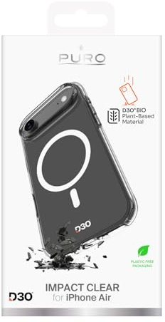 Puro Schutzhülle für iPhone 17 Air, transparentes TPU + PC Impact Clear D3O Magsafe
