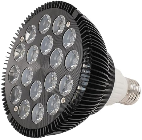 Fdit Fullspektrum LED Aquarium Light 18W, E26 E27 Socket Vattenväxter Grow Lamp for Marine Tank, 6 Band Blå Vit Röd Grön LED med Aluminiumlegering Värmeavledning