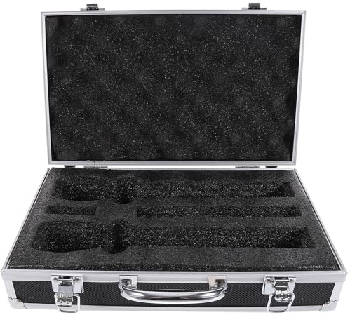 HOMOCONO Maletín Portátil Ranuras Dobles para Micrófono Inalámbrico, Caja de Almacenamiento Resistente para Uso Profesional y Eventos