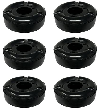 TOP Marques Collectibles Aschenbecher, Sturmaschenbecher, Kunststoff, schwarz, schwere Ausführung, Durchmesser 12 cm, 6er-Set