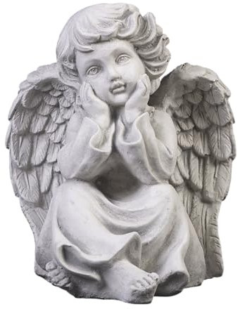 gartendekoparadies.de Figure de Pierre Massive Ange Amoureux en Pierre reconstituée, Figure de Jardin résistant au Gel décoration de Tombe