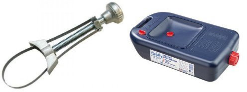 BGS Ölfilterschlüssel, Federbandstahl, Alu-Druckguss, bis 105 mm, 1028 und Liqui Moly Ölwechsel-Kanister 7055