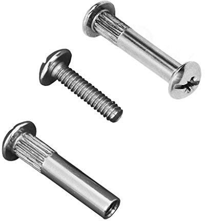 HEXATON Viti di Connessione M6 x 31–40 mm – 100 Pezzi - Viti per Mobili con Dado Cilindrico - Acciaio Nichelato