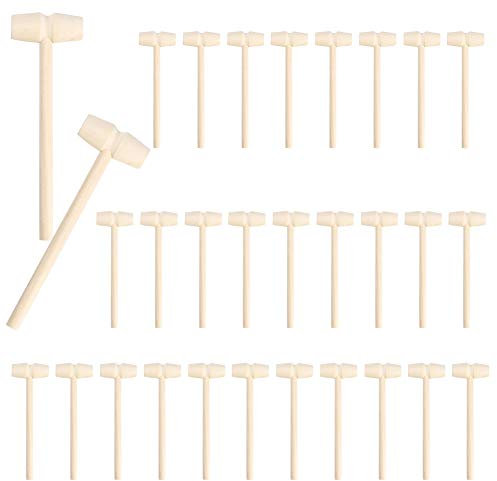 30 Stück Mini Holzhammer Hammer, Mini Holzhammer für Schokolade, Hammer Spielzeug Holzhammer Pochen Spielzeug Lernspielzeug für Jungen Und Mädchen
