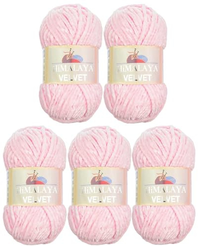 5 x 100 Gramm Himalaya Velvet Micro-Polyester Strickwolle, Babywolle samtig 500 Gramm Wolle (hellrosa 90003)