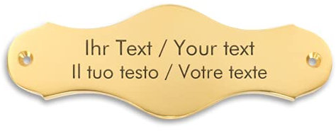 Placa de latón con grabado – 137 x 47 mm curvada – Placa de latón para buzón, timbre y puerta