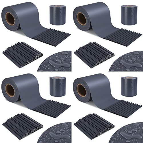 Bande brise-vue en PVC pour clôture - 200 m x 19 cm - Avec 140 clips de fixation - Opaque - Coupe-vent - Anti-UV - 450 g/m² - Gris foncé