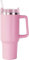 40oz Stainless Steel Tumbler with Handle, Double Wall Vacuum Insulated Travel Mug for Hot Coffee & Cold Beer, Includes Straw (Pink, 1200ml)