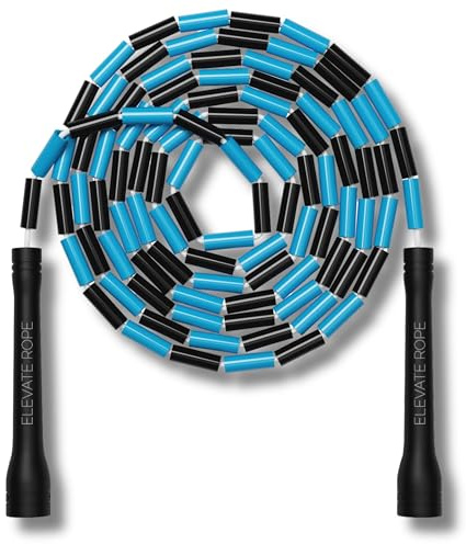 Elevate Rope - Cuerda de saltar profesional perlada y ajustable, cordón de poliéster, para freestyle, cardio y trucos, 3 m