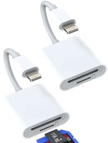Lightning a Micro SD Card Reader Adaptador Lector de Tarjetas SD (2Pack)Para Apple iPhone 14 13 12 11 Pro Max 7 8 Plus Para iPad Air Accesorios Lector Compact Flash Cable Conector Memory Stick Adapter