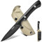 Omesio Couteau De Survie DC53 Steel, Lame Fixe avec étui en Kydex, Couteau De Ceinture EDC avec Manche en G10, Le Couteau Parfait pour La Survie en Milieu Sauvage (Noir)