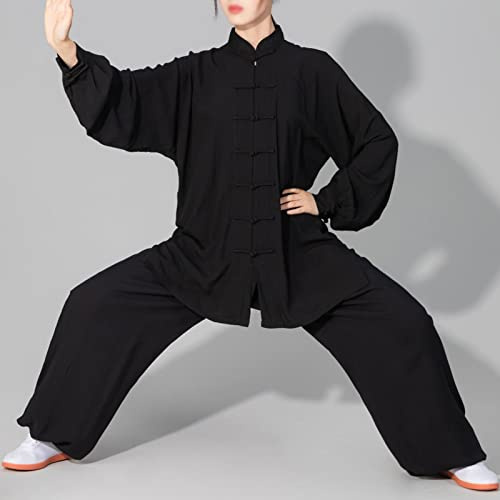 Tai Chi Suit Men And Women Kung Fu Martial Arts Qigong Wing Chun Uniform Unisex Morning Exercise Clothes Long Sleeves Lightweight Meditation Suits,002,XXL