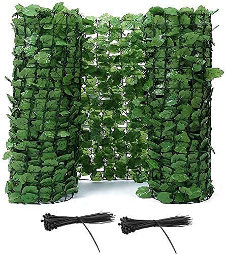 Recinzione artificiale da giardino con edera schermante per la privacy, graticcio verde, 1 x 9 m, con pannello a rete in plastica e recinzioni decorative