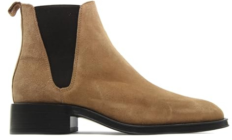 ALPE - Botín con tacón ancho,ante,piel,elásticos en el tobillo,media caña,clásica,Chelsea,punta redonda para: Mujer color: TAUPE talla:38