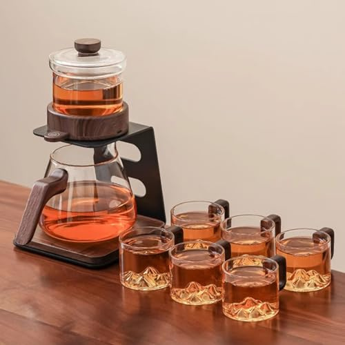 Teiera semi-automatica con infusore, bollitore ad alto contenuto di borosilicato, include tazze, per casa da tè, ristoranti e riunioni a casa