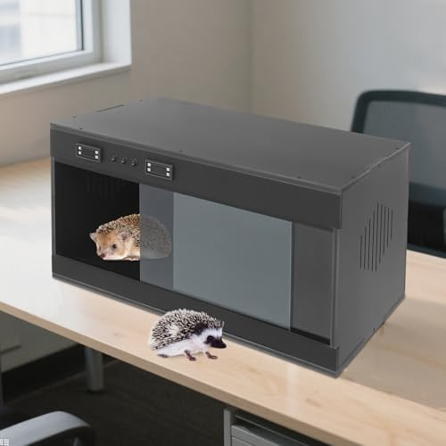 Terrario rettile, 80 x 40 x 40 cm, con finestra scorrevole, termometro fino a 40 ℃ e ventilazione laterale, scatola di alimentazione per tartarughe, camaleonte, lumache, ragni, iguana, geco (nero)